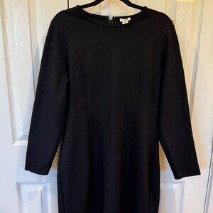 🖤 J.Crew Classic Black Long Sleeve Shift Dress – Size 14